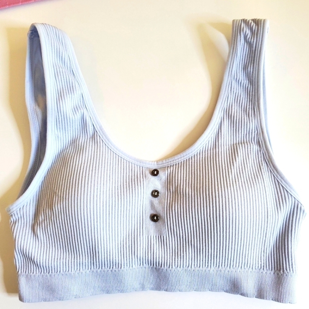 Lucky Brand 2 Pack Ribbed Bralettes Baby Blue and Pinky Purple - Picture 2 of 8